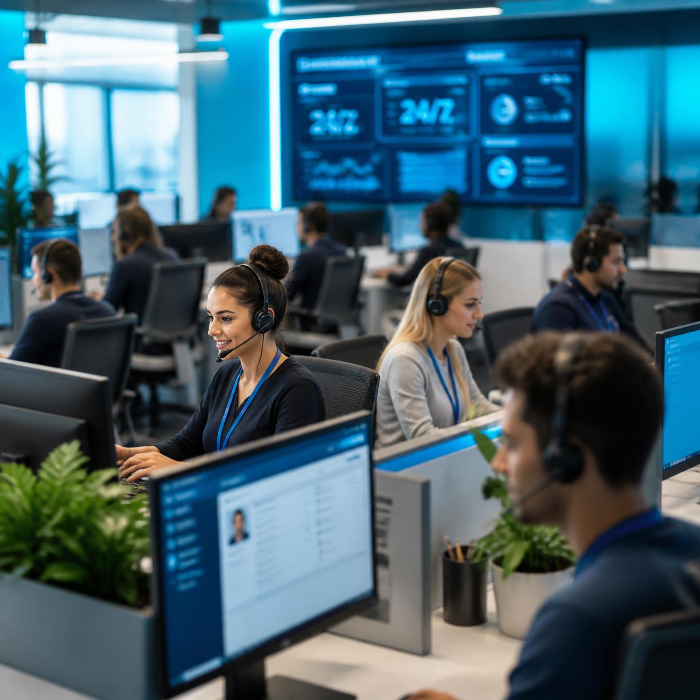 Çağrı merkezi temsilcisi servis talebini telefonda karşılıyor